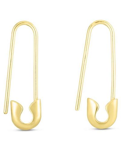 Artisan Carat 14k Gold Safety Pin Earrings - Metallic