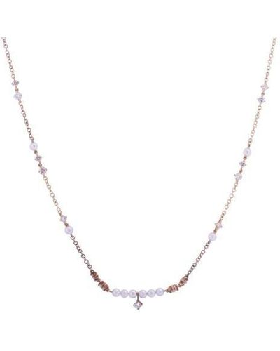 Artisan Carat Diamonds And Pearls Pendant With Necklace In 18k Rose Gold - Multicolor