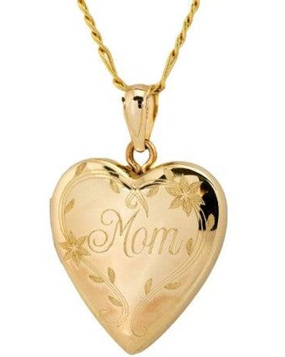 Artisan Carat Mom Heart Locket Pendant With Necklace In 14k Yellow Gold - Multicolor