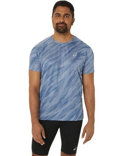 Asics Core All Over Print Ss Top - Blue