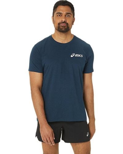 Asics CHEST LOGO SS TEE - Bleu