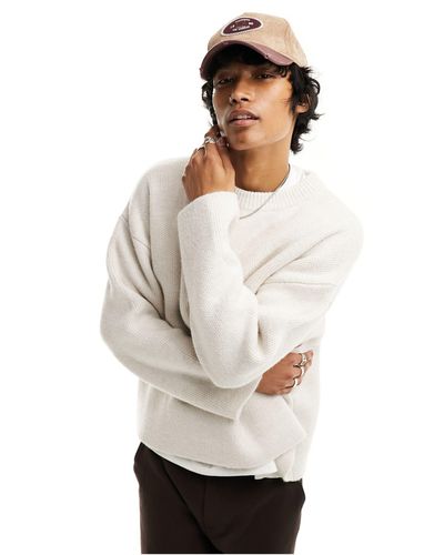 Weekday – teo – locker geschnittener pullover aus wollmix - Weiß