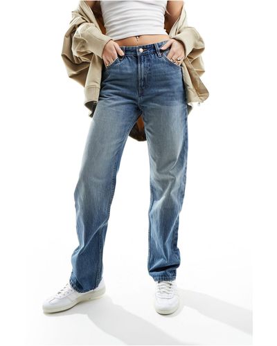 Bershka – jeans mit geradem bein - Blau