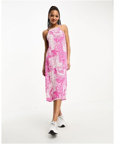 Vero Moda Midi-jurk Met Paisley-print En Camibandjes - Roze