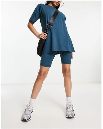 Threadbare Chloe - ensemble avec short et t-shirt oversize - sarcelle foncé - Bleu