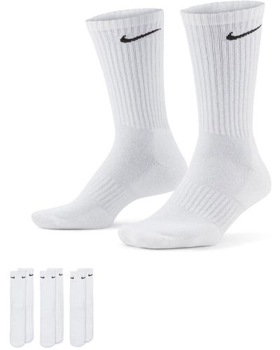Nike Chaussettes de training mi-mollet Everyday Cushioned (3 paires) - Blanc