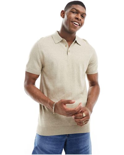 SELECTED Knitted Polo - Natural
