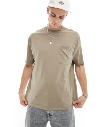 ASOS T-shirt oversize con tasca, color kaki - Neutro