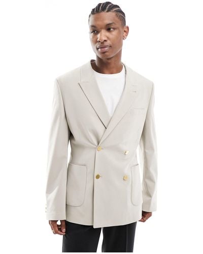ASOS Wedding Skinny Blazer With Gold Buttons - White