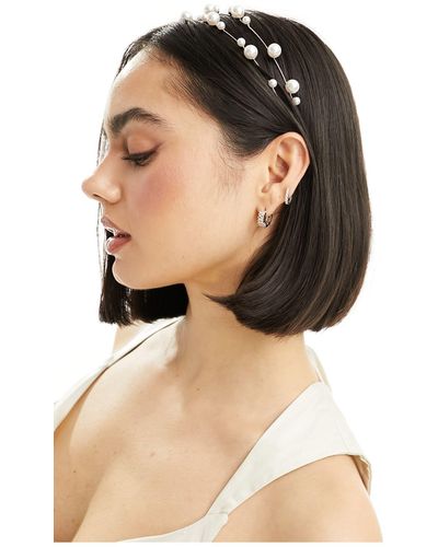 ASOS Headband With Multirow Pearl And Wire Design - Black