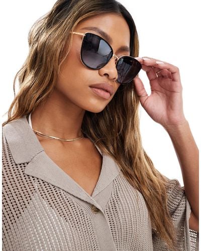 River Island Metal Oversized Cateye Sunglasses - Brown