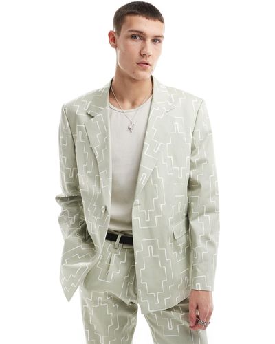 Viggo Suit Jacket With Print - Grey