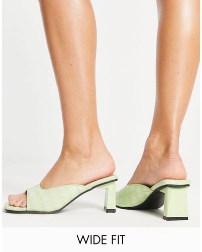 Raid Wide Fit Mabelle Square Toe Mid Heel Mules - Green