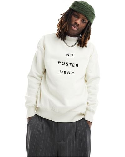 Pull&Bear Poster Front Print Sweatshirt - White