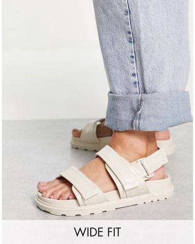 ASOS Wide Fit Flume Sporty Flat Sandals - White