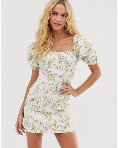 & Other Stories Puff Sleeve Mini Dress In Vintage Floral Print - Multicolor