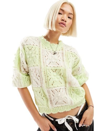 Vero Moda Oversized Crochet Knit Jumper - Metallic