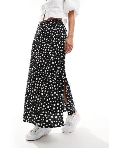 Monki Midi Skirt With Tie Waist - White