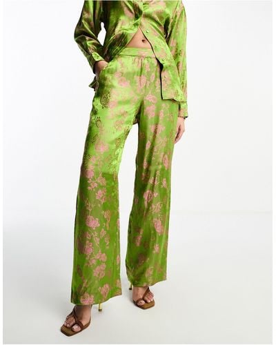 Y.A.S Floral Jacquard Trouser Co-ord - Green