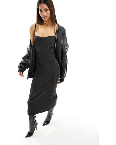Vero Moda Glitter Bodycon Midi Dress - Black