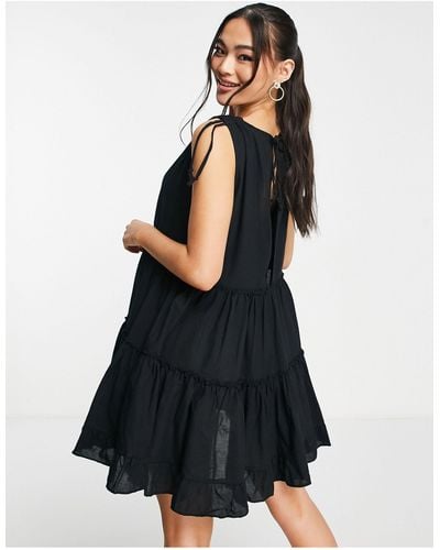 Trendyol Tiered Mini Smock Dress - Black
