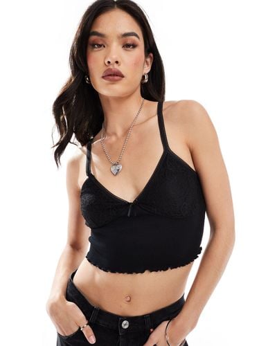 New Look Lace Overlay Cami - Black