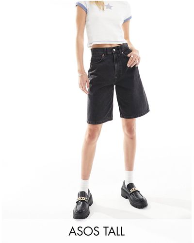 ASOS Asos design tall – jeans-bermudashorts - Schwarz