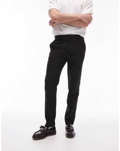 TOPMAN Pantaloni da abito slim elasticizzati testurizzati neri - Nero