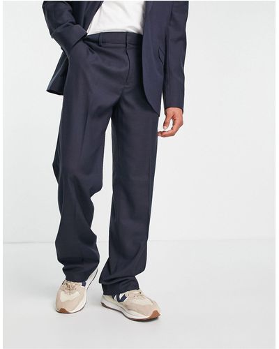 TOPMAN Wide Leg Wedding Suit Trousers - Blue