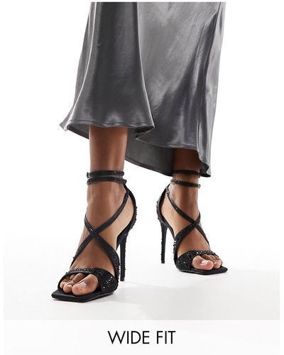 Public Desire Exclusive Moana Embellished High Heeled Sandals - Black