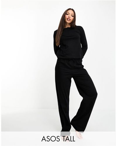 ASOS Asos Design Tall Mix & Match Cotton Pyjama Trouser - Black