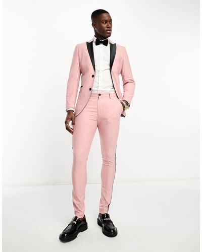 SELECTED Skinny Fit Tuxedo Pants - Pink