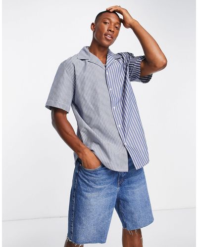 Ban.do Short Sleeve Cut & Sew Stripe Shirt - Blue