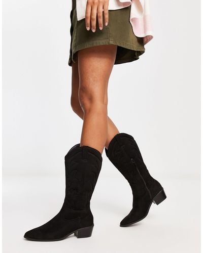 New Look Knee High Western Boots - Black