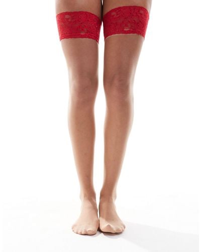 Ann Summers Lace Top Hold Ups - Red