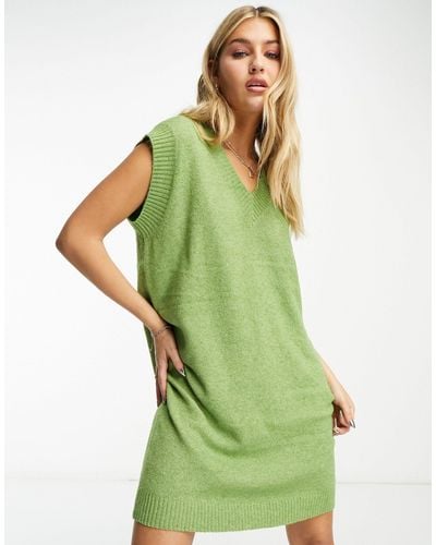 Y.A.S – diva – ärmelloses strickkleid mit v-ausschnitt - Grün