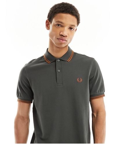 Fred Perry Twin Tipped Logo Polo - Grey
