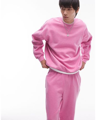TOPMAN – oversize-sweatshirt mit pinkfarbener vintage-waschung