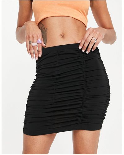 Noisy May Ruched Mini Skirt - Black