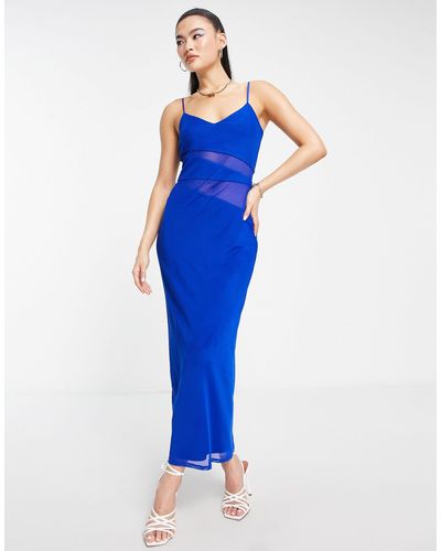 AFRM Midi-jurk Met Mesh Detail - Blauw