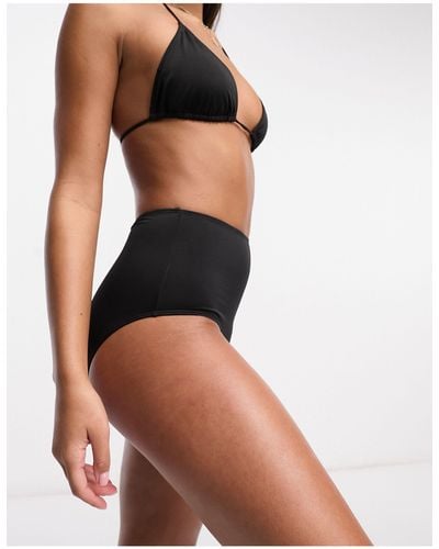 New Look Slip bikini a vita alta neri - Marrone