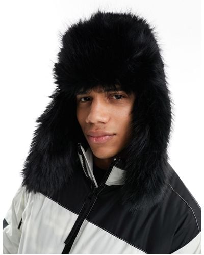 ASOS 4505 Ski Faux Fur Trapper Hat - Black