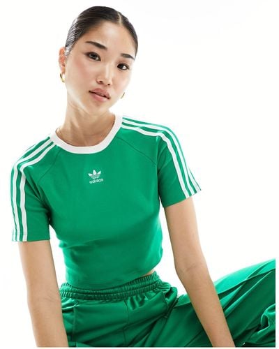adidas Originals T-shirt mini con 3 strisce - Verde