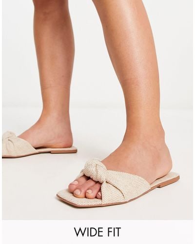 ASOS Wide Fit Firefly Knot Flat Sandal - White