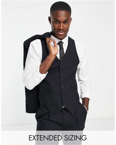 Noak Premium Wool-rich Skinny Suit Vest - Black