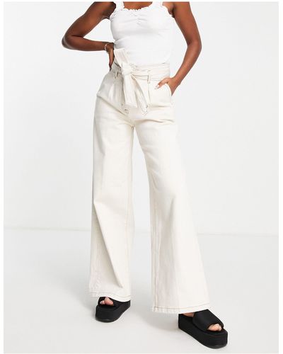 SELECTED Femme Cotton Ultra High Waist Wide Leg Jean - White