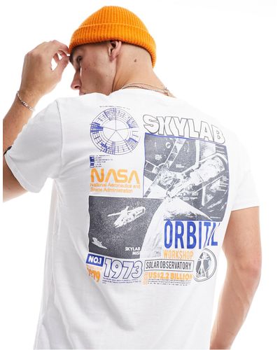 Alpha Industries Sky lab nasa - t-shirt bianca con stampa sul retro - Bianco