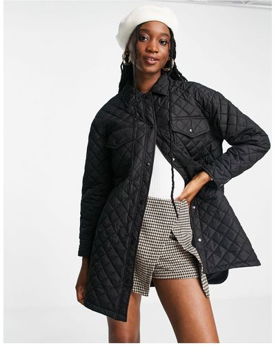 New Look Quilted Shacket - Black