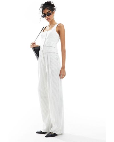 4th & Reckless Linen Look Straight Leg Trousers Co-ord - White