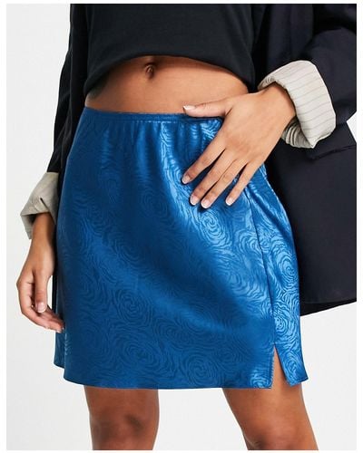 Lola May Satin Mini Skirt - Blue